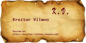 Kreiter Vilmos névjegykártya